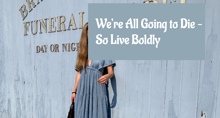 woman standing in front of funeral home