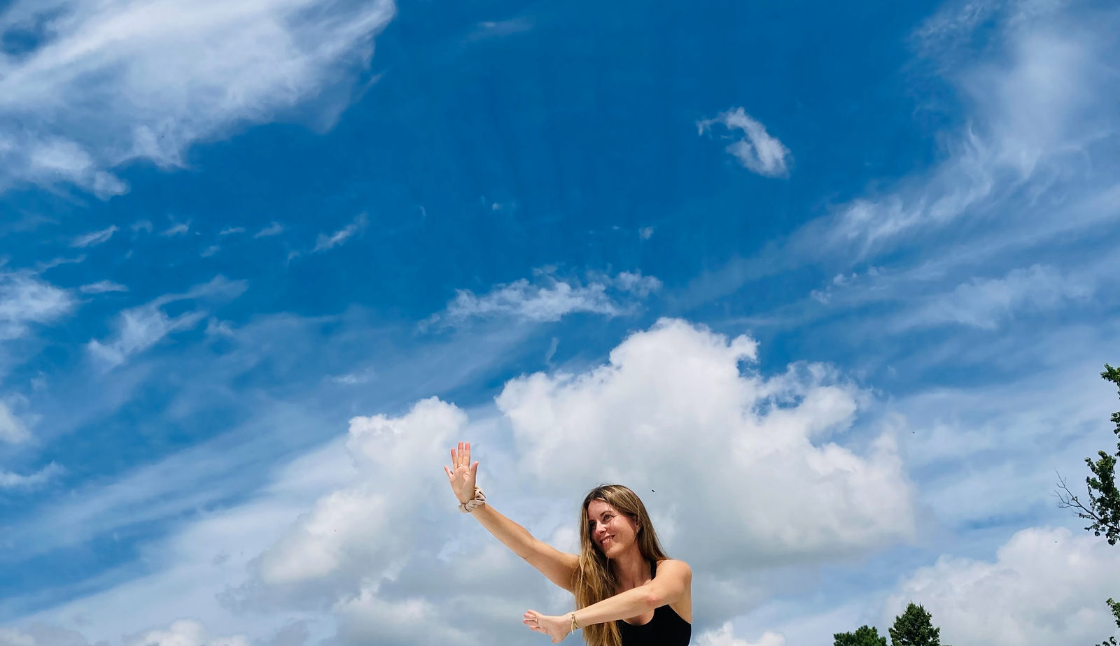 woman and blue sky