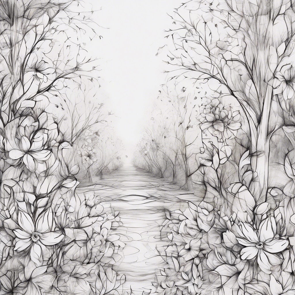 Drawing of a path in a forest