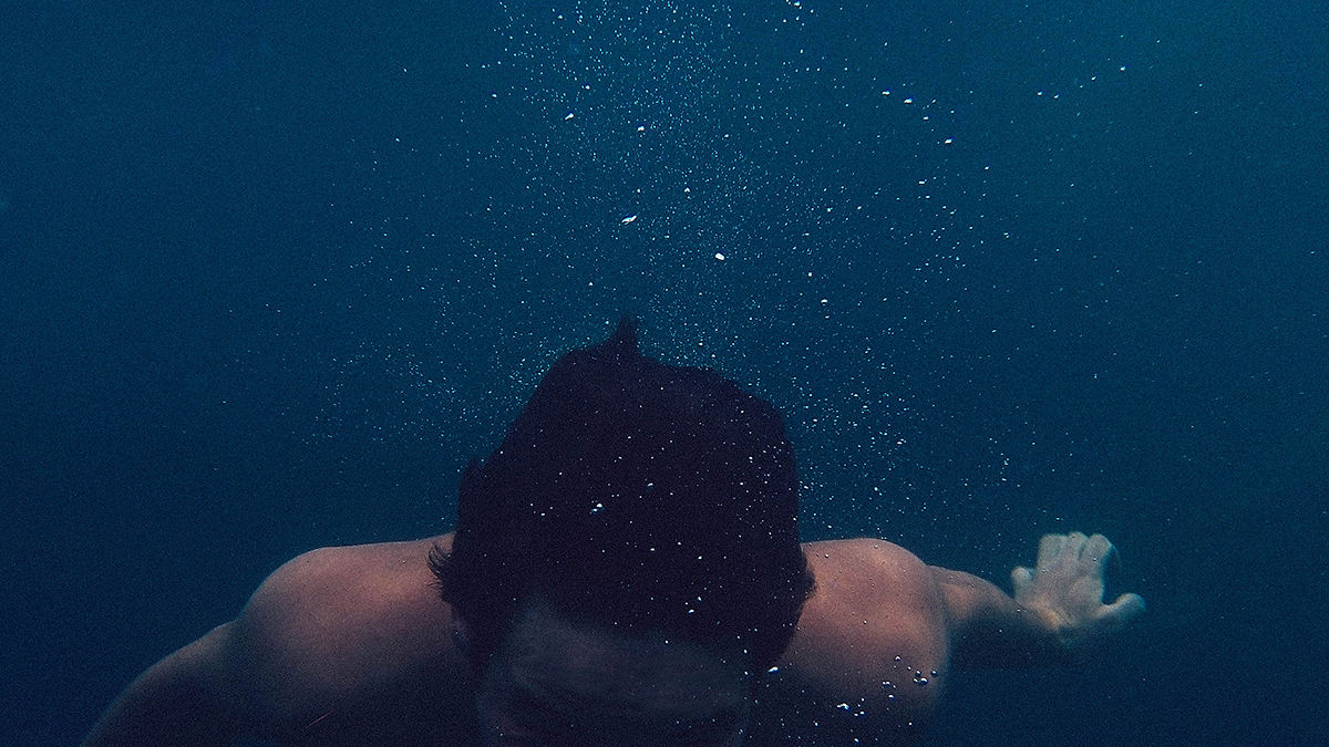 Man under water